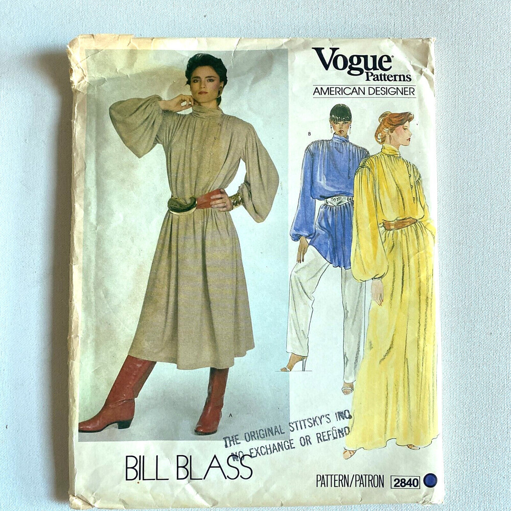 Vintage 90s Vogue PAtterns Bill Blass Dress or Tunic PAttern UNCUT